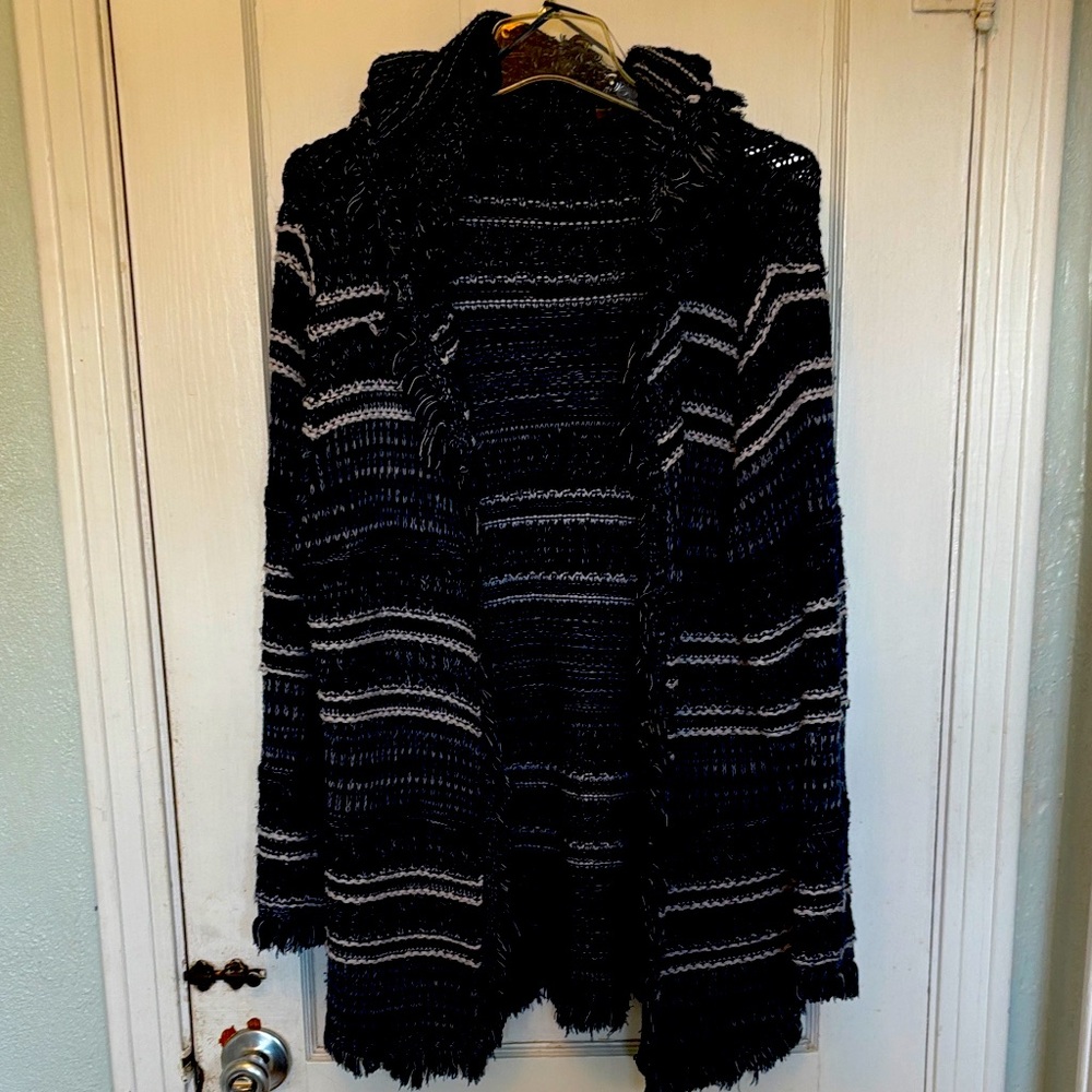 FYLO Blue and Gray Striped Cardigan